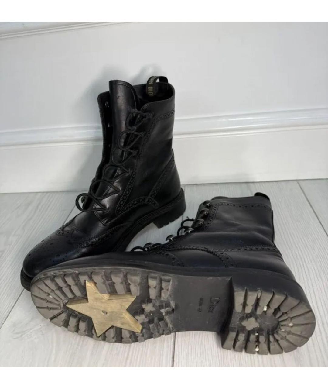 CHRISTIAN DIOR Черные кожаные ботинки, фото 4