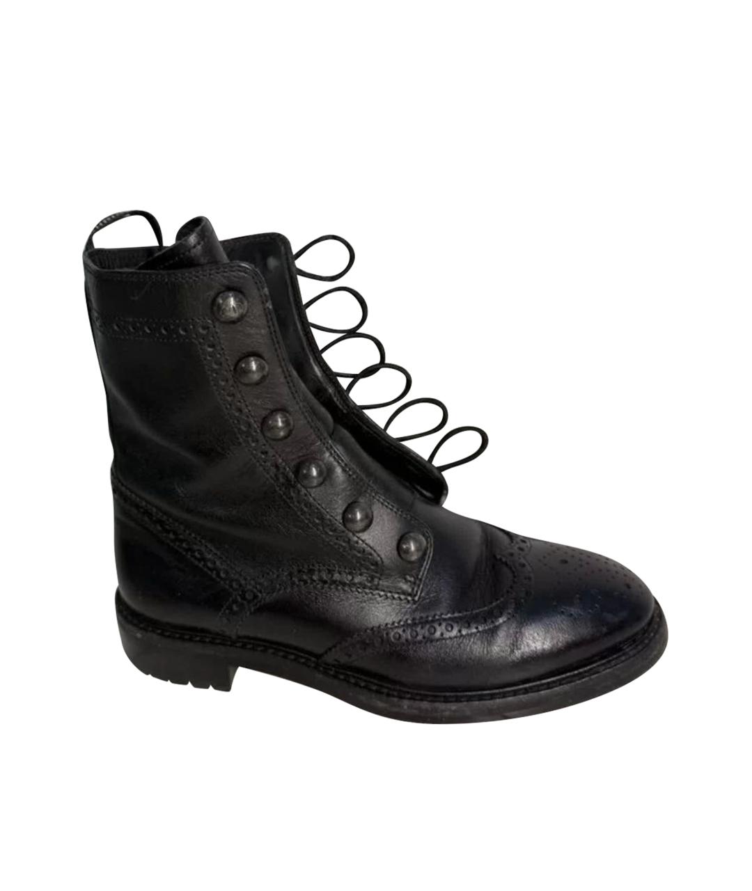 CHRISTIAN DIOR Черные кожаные ботинки, фото 1