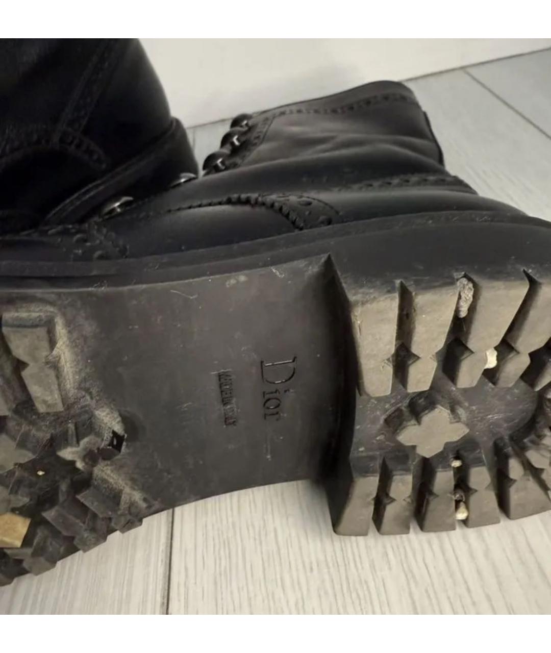 CHRISTIAN DIOR Черные кожаные ботинки, фото 3