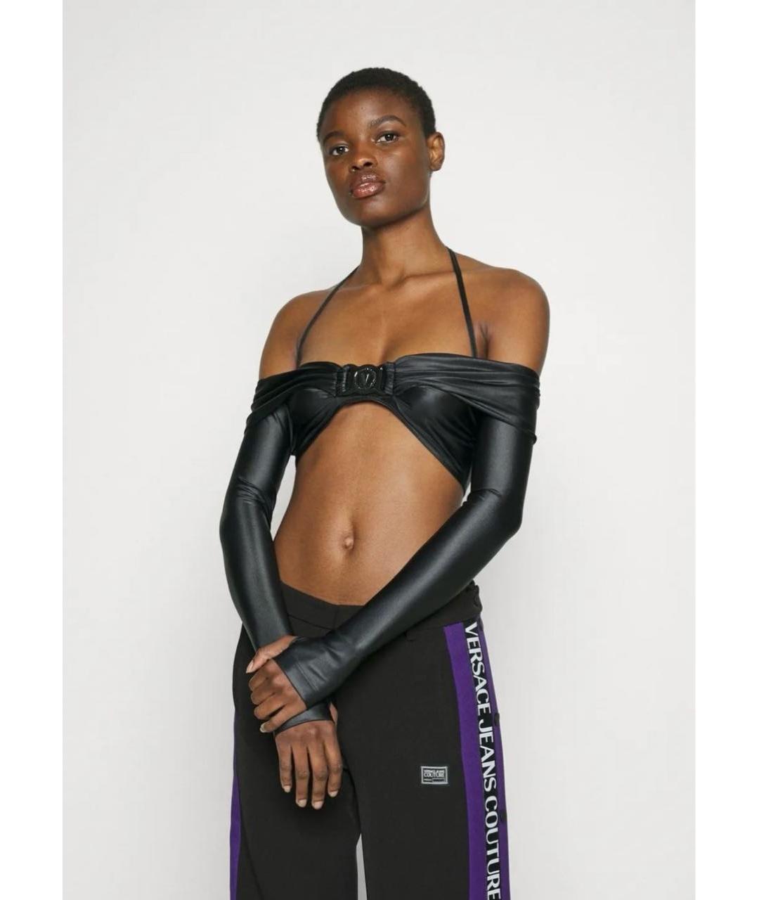 VERSACE JEANS COUTURE Черная полиамидовая блузы, фото 3