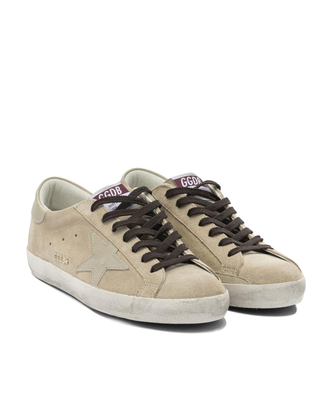 GOLDEN GOOSE DELUXE BRAND Бежевые замшевые низкие кроссовки / кеды, фото 2