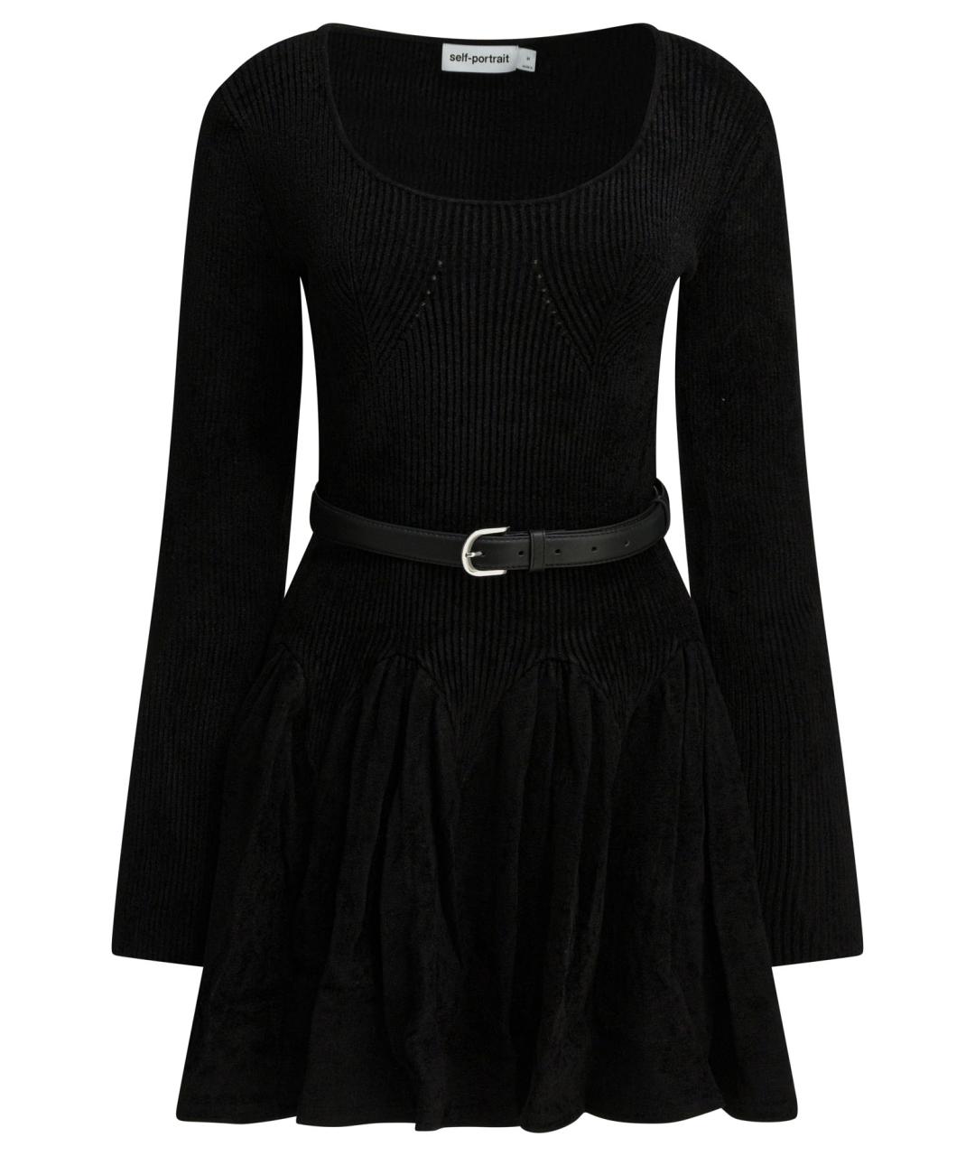 SELF-PORTRAIT Черное вискозное повседневное платье, фото 1