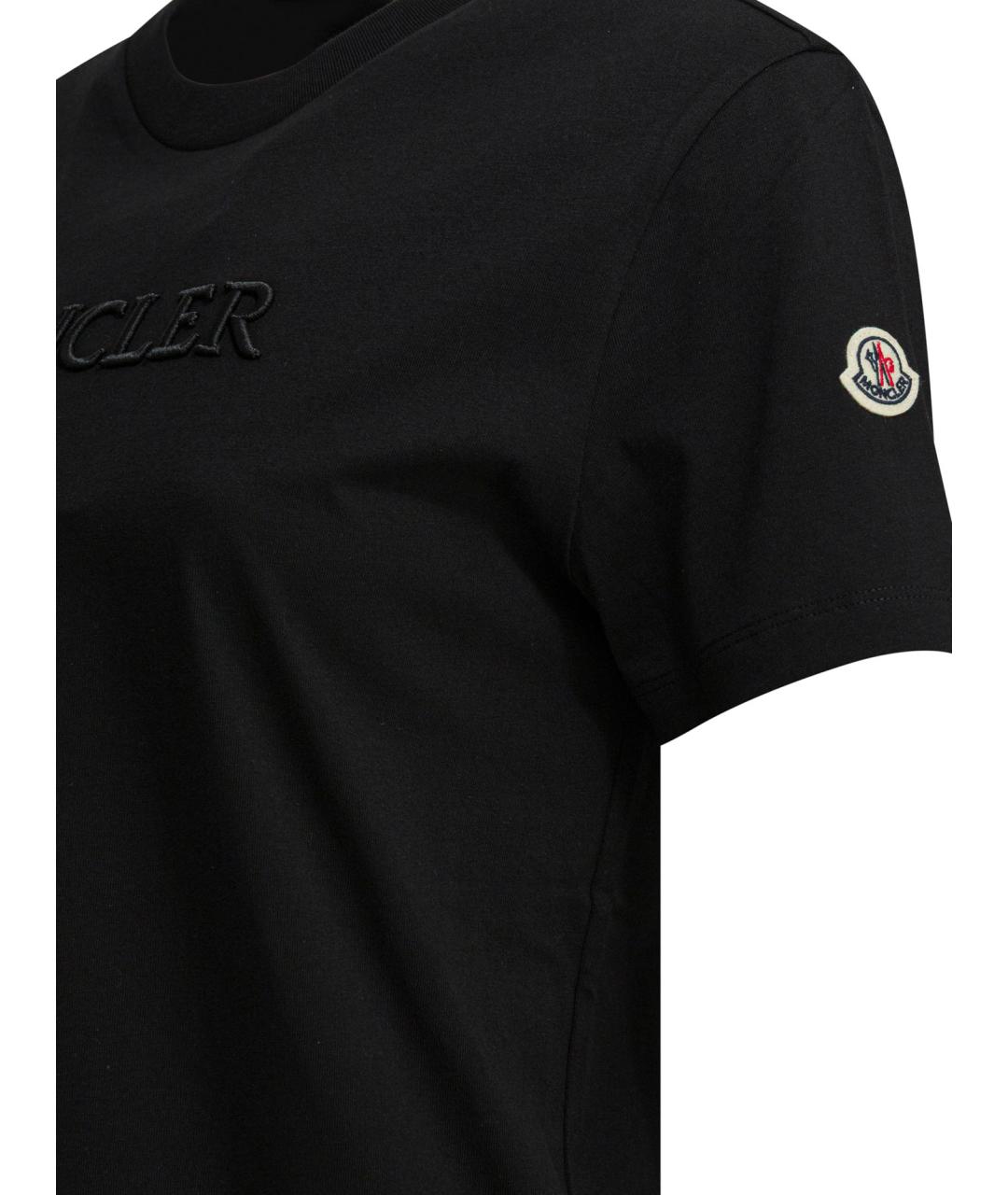 MONCLER Черная хлопковая футболка, фото 4