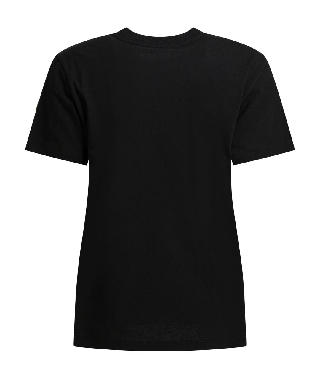 MONCLER Черная хлопковая футболка, фото 2