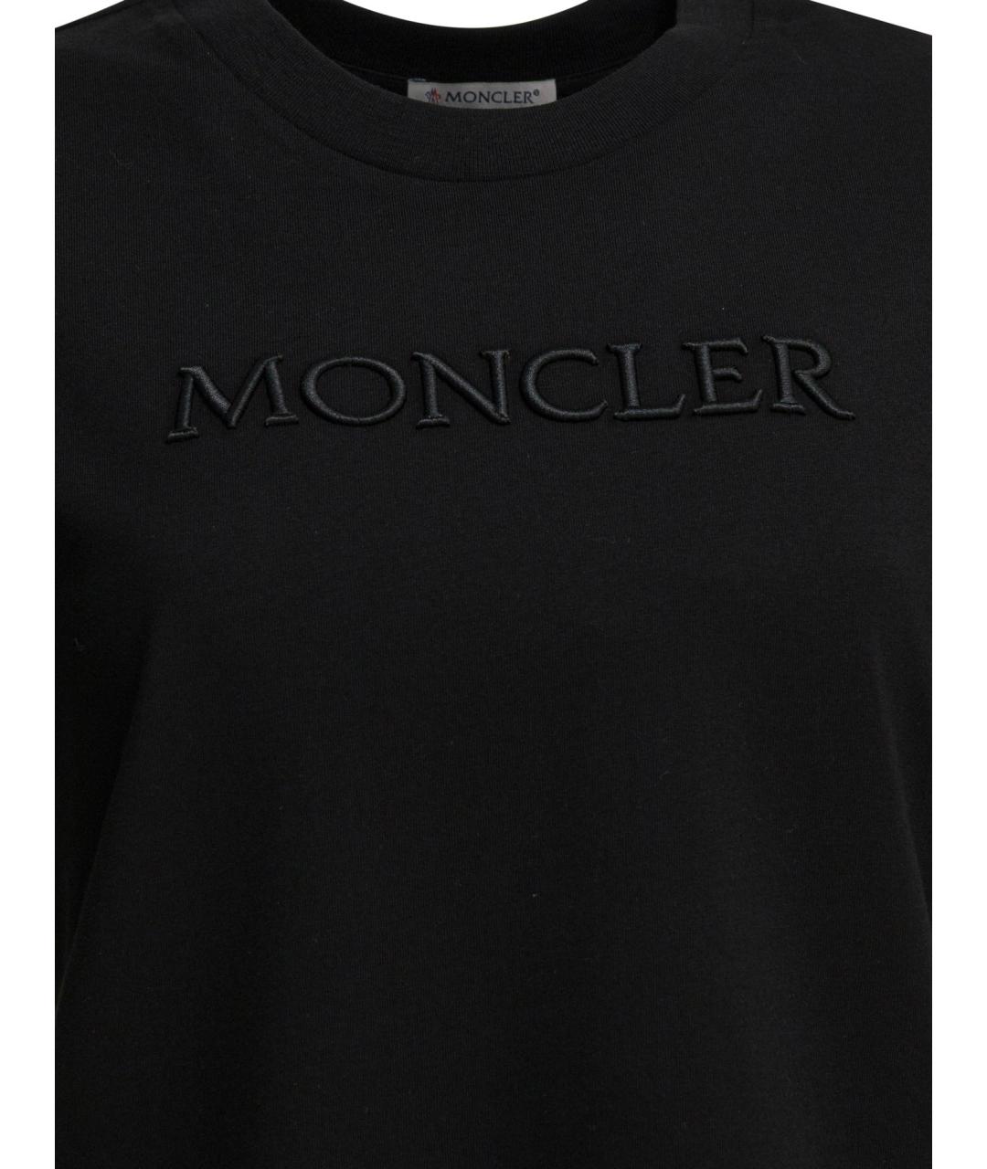 MONCLER Черная хлопковая футболка, фото 3
