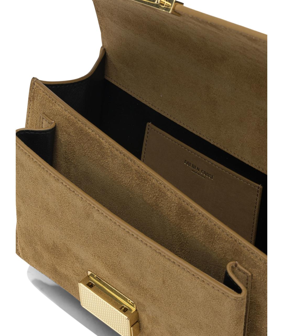 GOLDEN GOOSE DELUXE BRAND Бежевая замшевая сумка с короткими ручками, фото 5