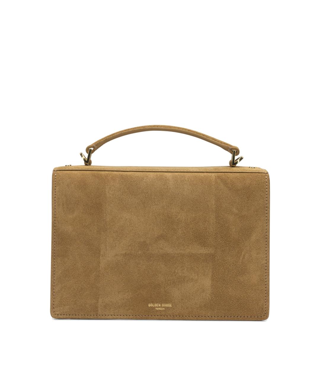 GOLDEN GOOSE DELUXE BRAND Бежевая замшевая сумка с короткими ручками, фото 3