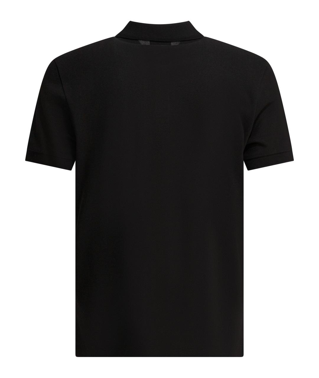 MONCLER Черное хлопковое поло с коротким рукавом, фото 2