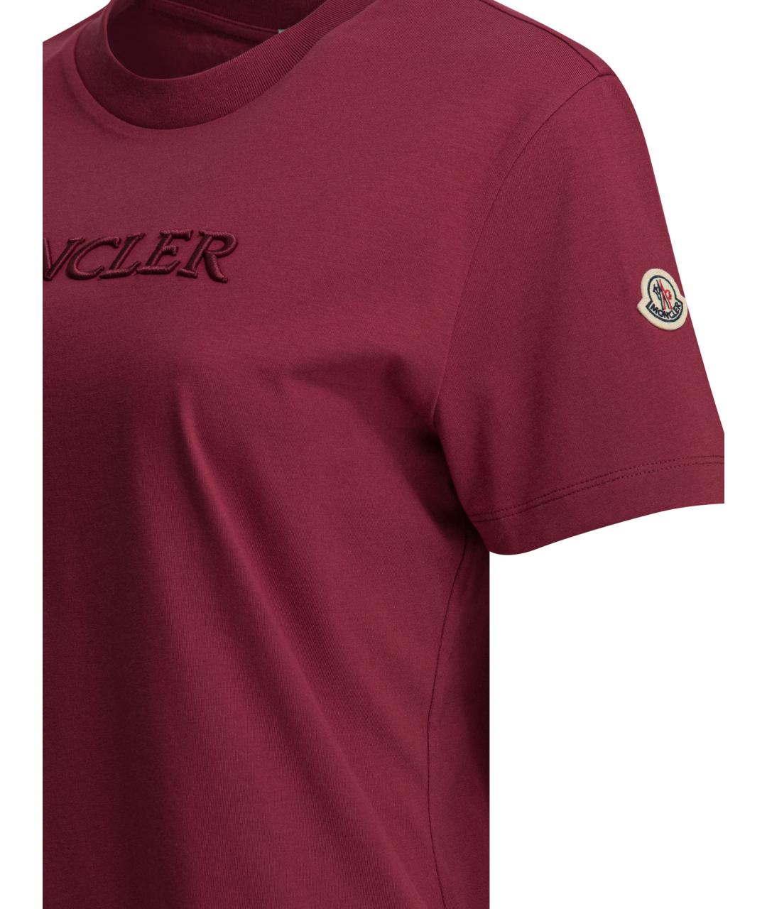 MONCLER Красная хлопковая футболка, фото 4