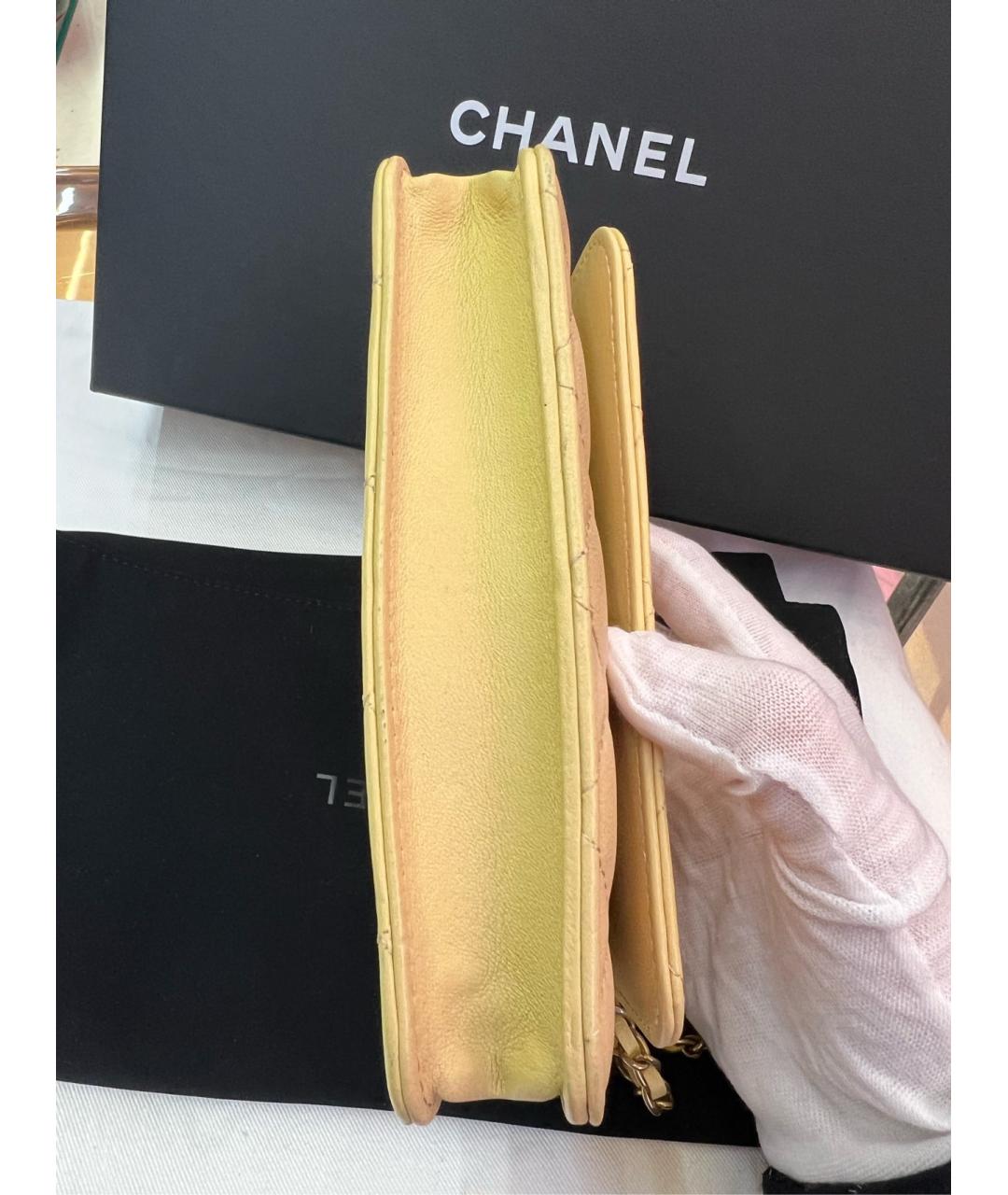 CHANEL Желтая кожаная сумка через плечо, фото 3