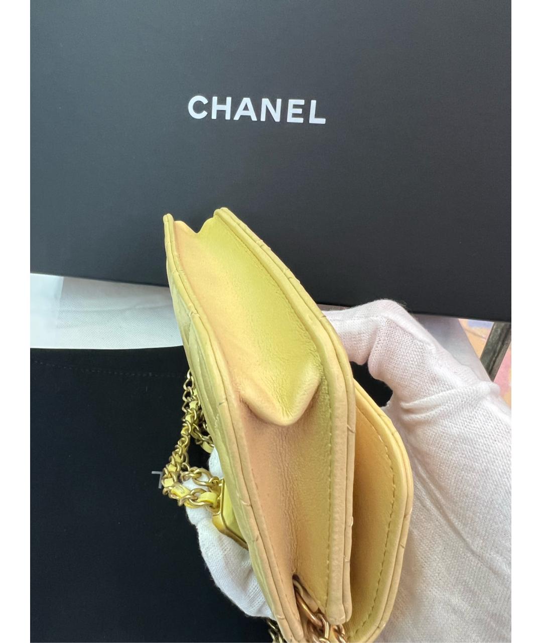 CHANEL Желтая кожаная сумка через плечо, фото 4