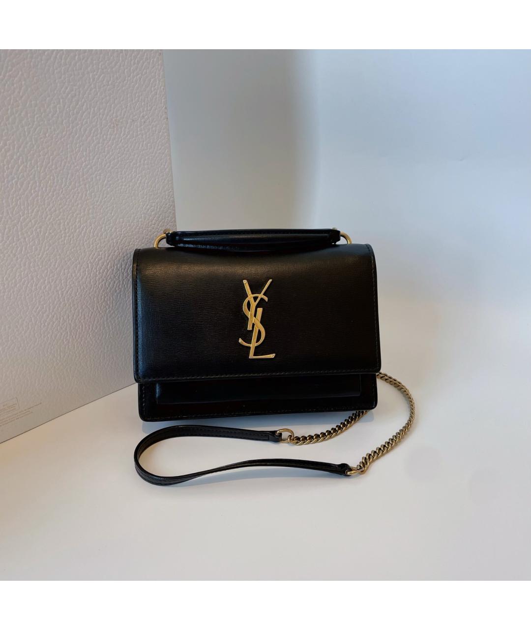 SAINT LAURENT Черная кожаная сумка через плечо, фото 10