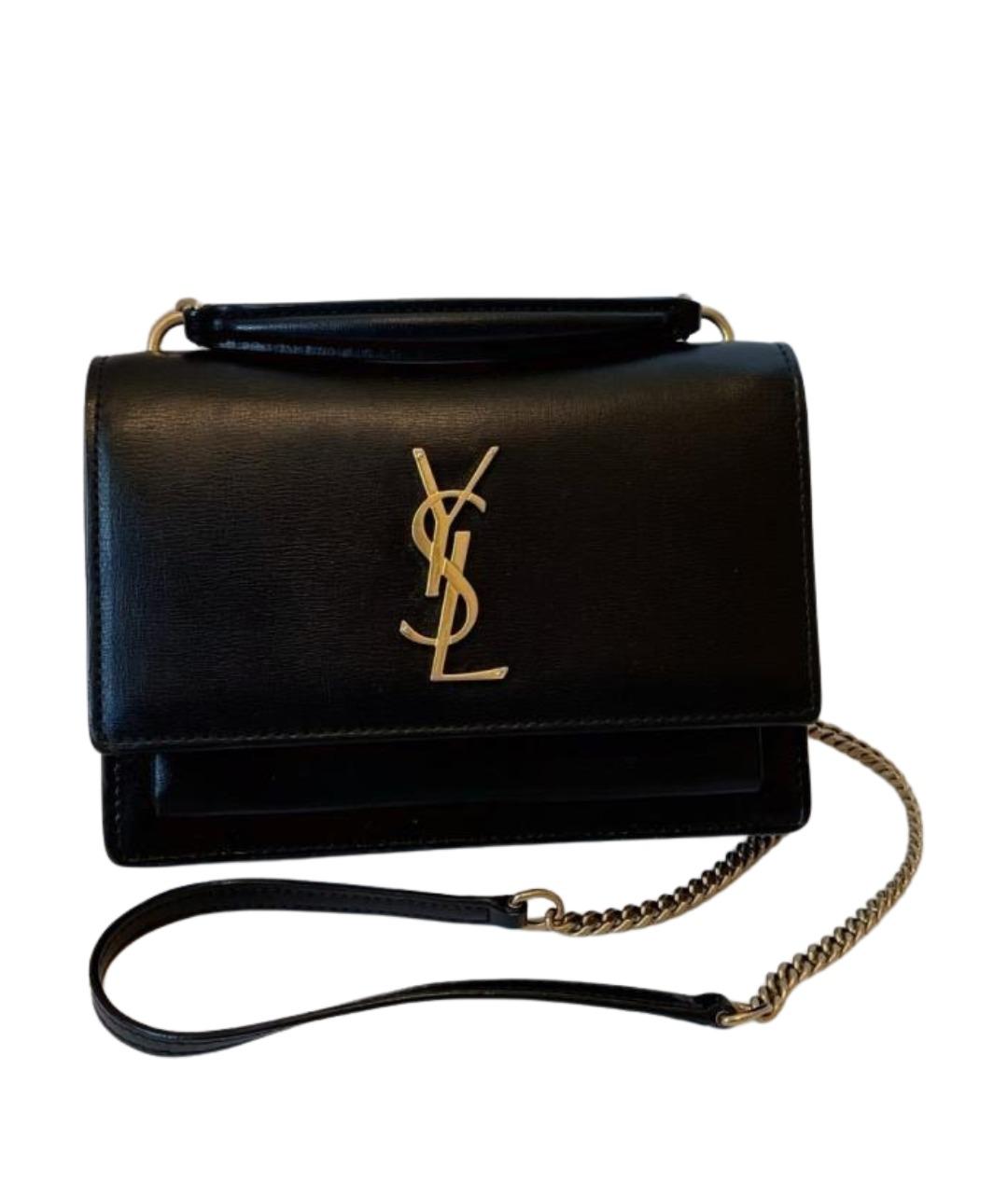 SAINT LAURENT Черная кожаная сумка через плечо, фото 1