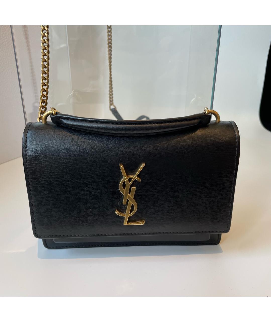 SAINT LAURENT Черная кожаная сумка через плечо, фото 2