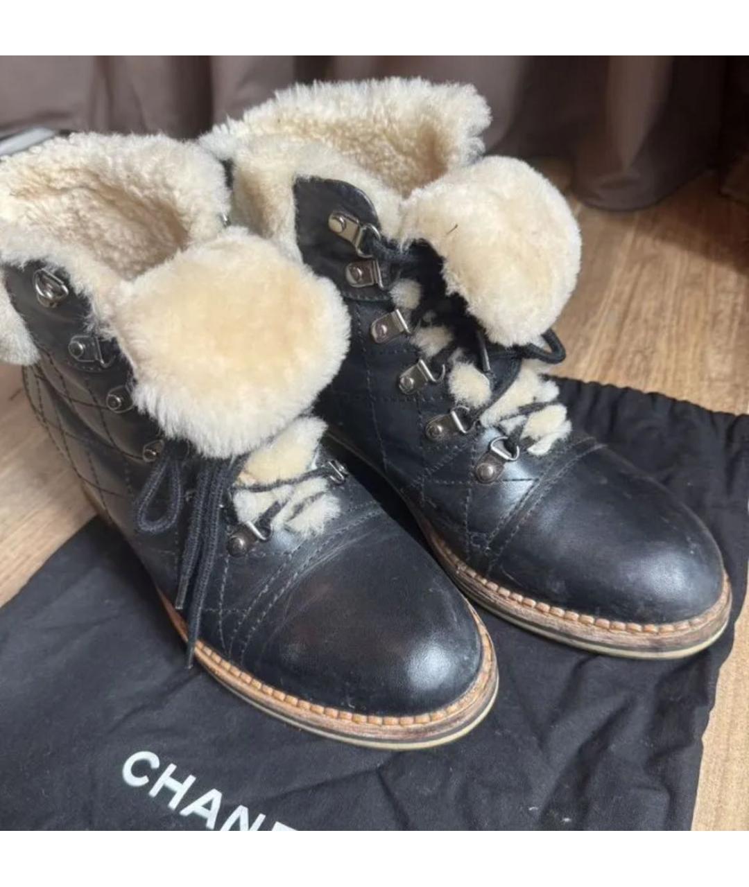 CHANEL Черные кожаные ботинки, фото 5