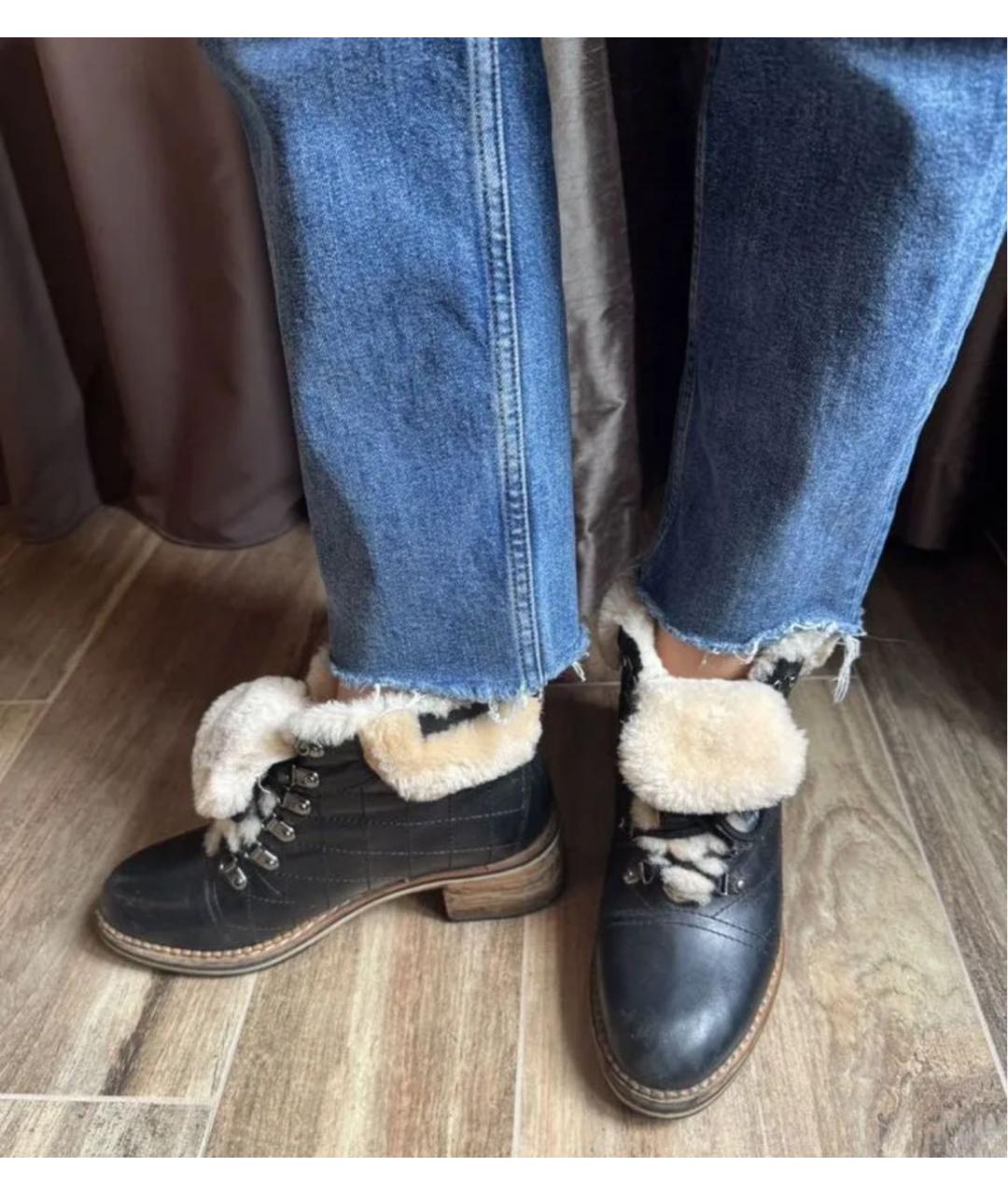 CHANEL Черные кожаные ботинки, фото 6