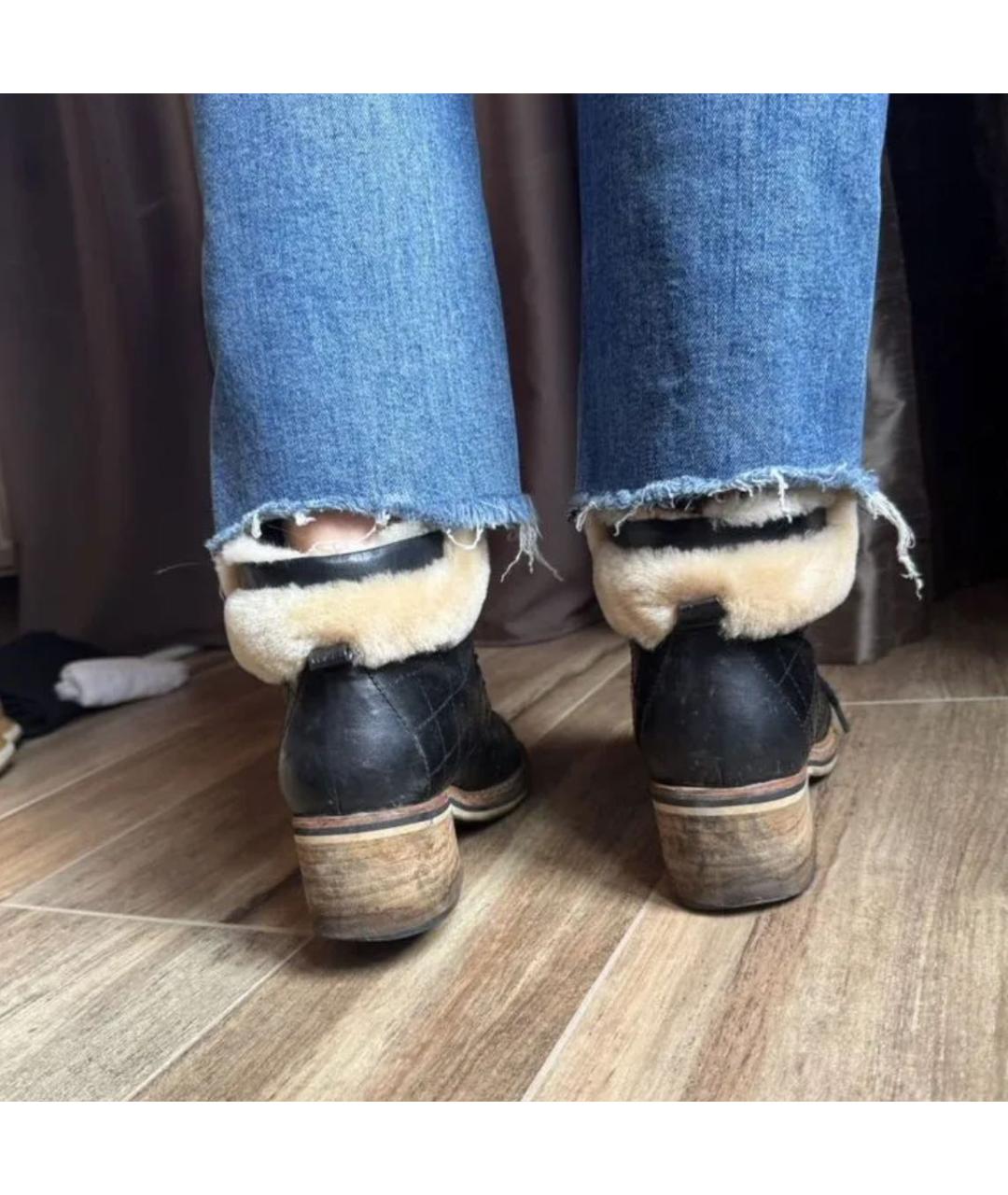 CHANEL Черные кожаные ботинки, фото 3