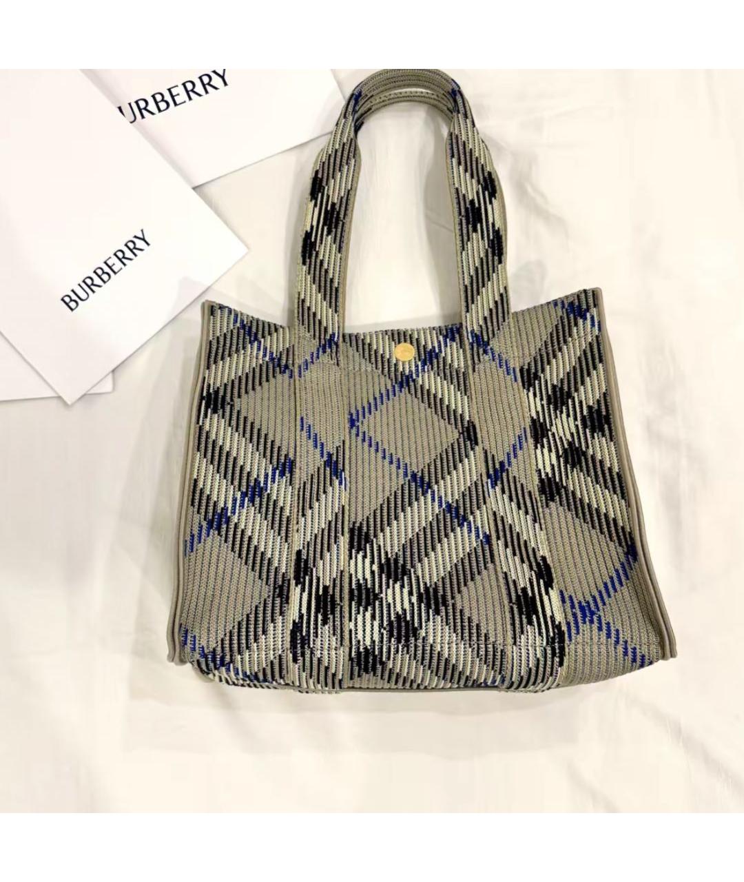 BURBERRY Антрацитовая тканевая сумка тоут, фото 3