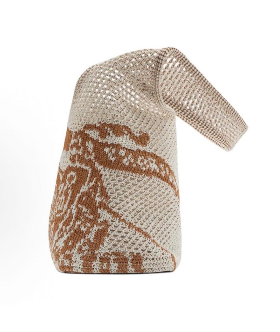 BURBERRY Бежевая тканевая сумка тоут, фото 2