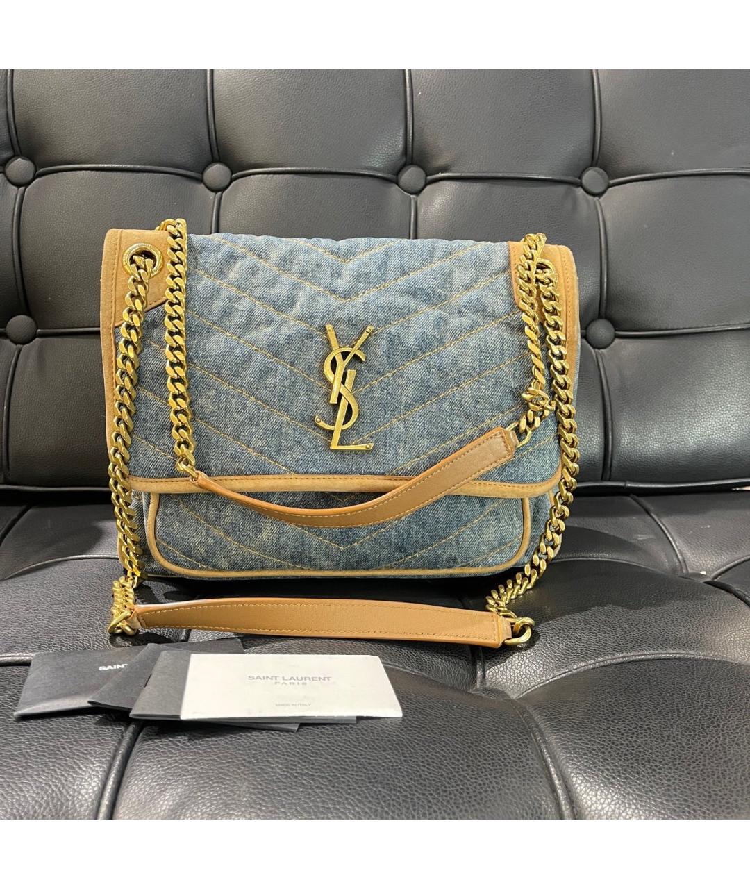 SAINT LAURENT Синяя деним сумка через плечо, фото 8