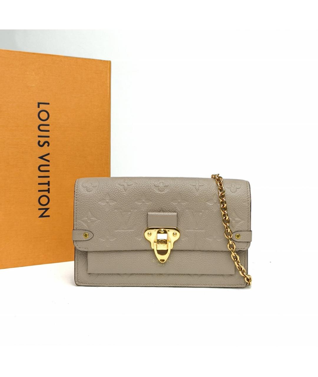 LOUIS VUITTON Серая кожаная сумка через плечо, фото 9