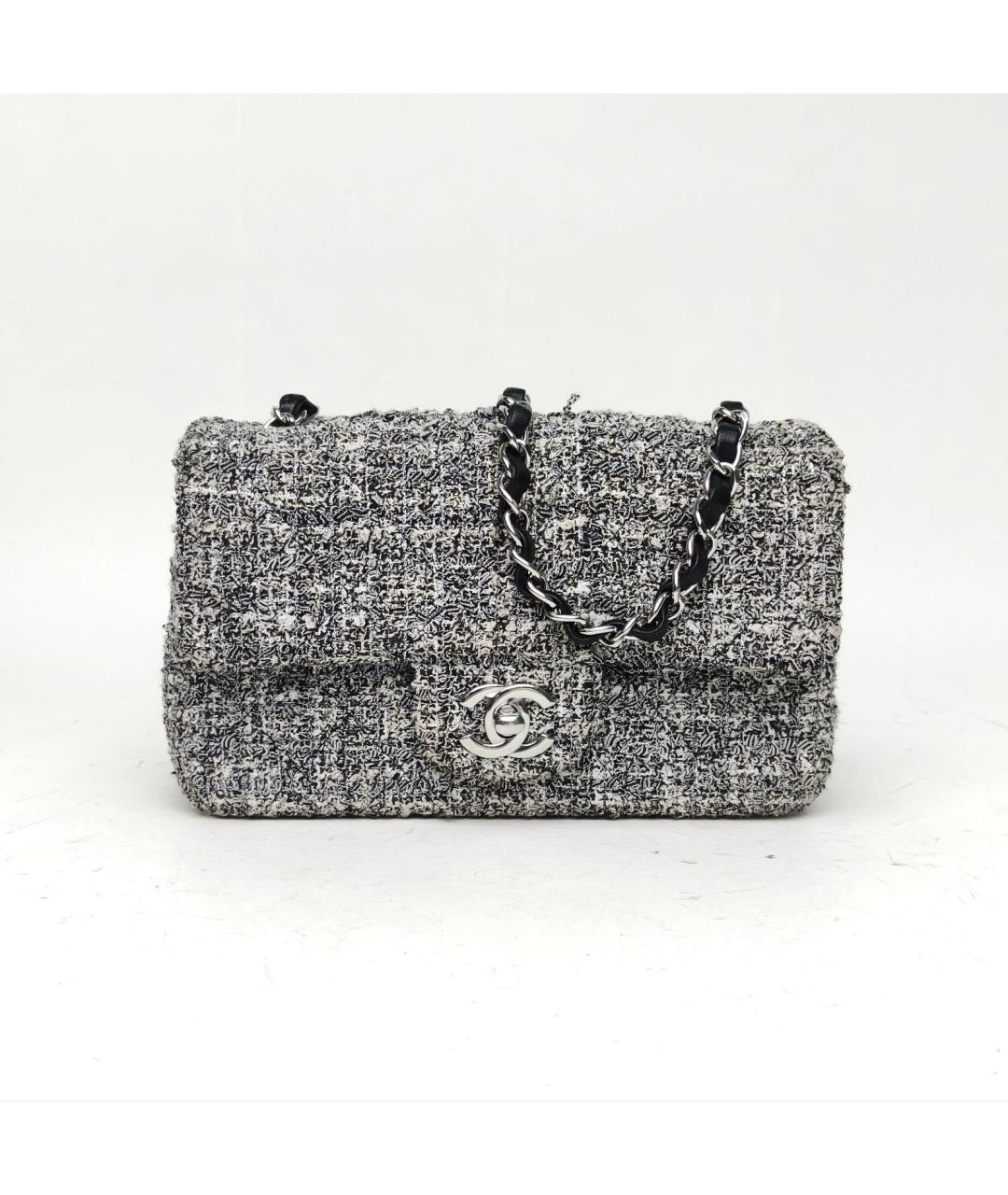 CHANEL Серая твидовая сумка через плечо, фото 2