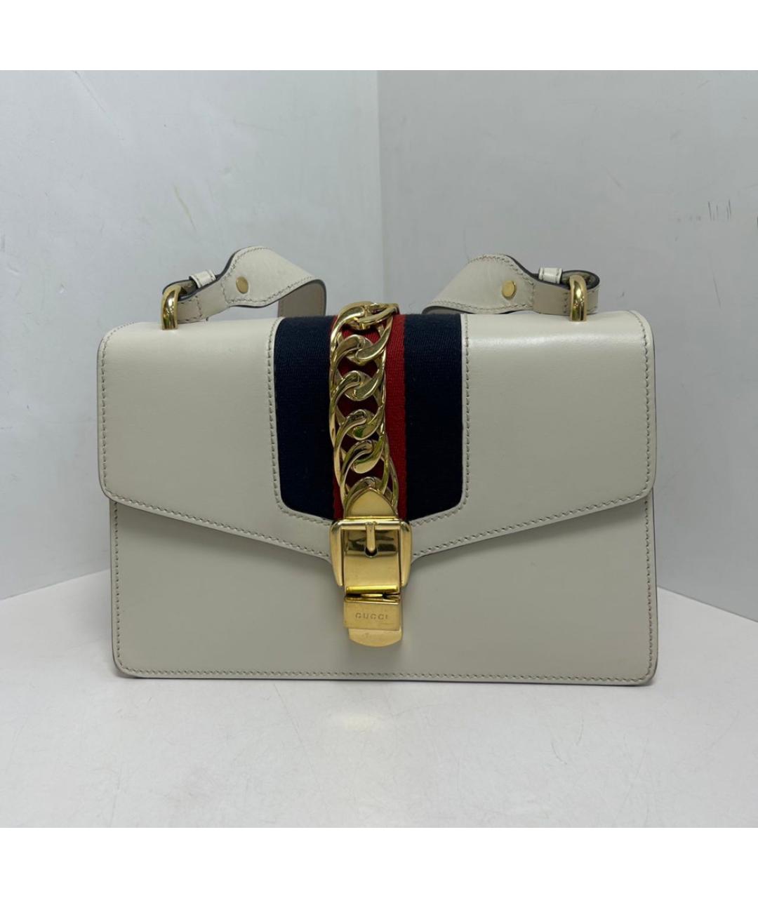 GUCCI Белая кожаная сумка с короткими ручками, фото 9