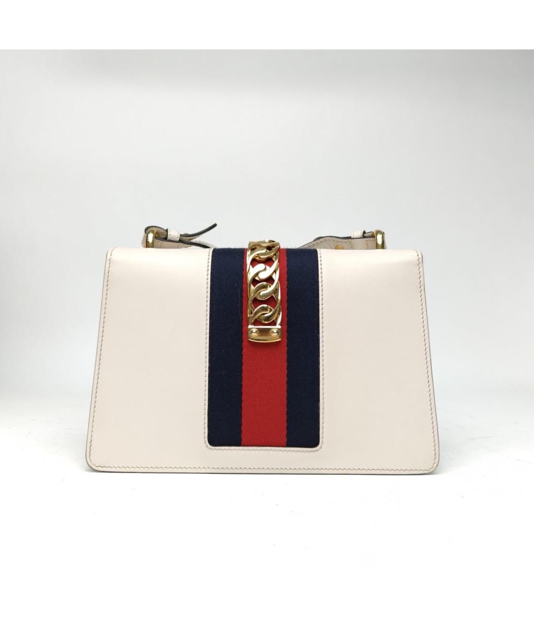 GUCCI Белая кожаная сумка с короткими ручками, фото 4