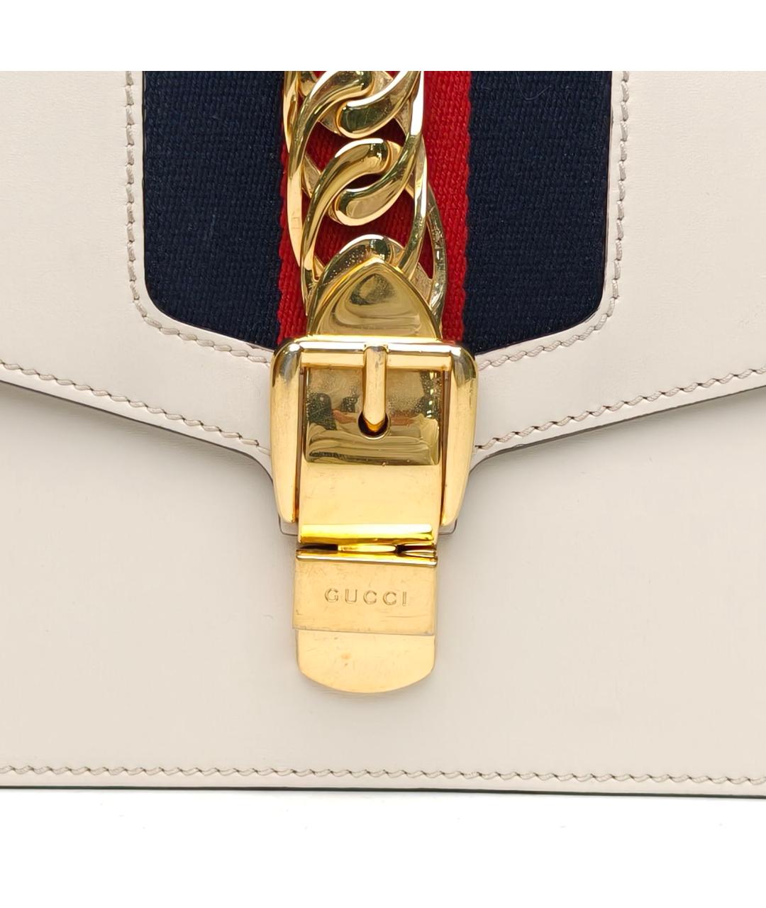 GUCCI Белая кожаная сумка с короткими ручками, фото 7