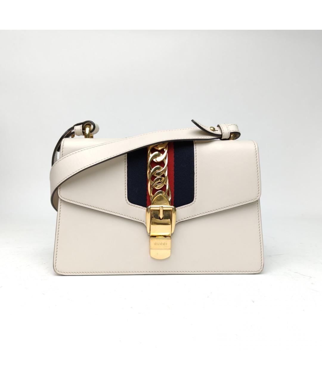 GUCCI Белая кожаная сумка с короткими ручками, фото 2