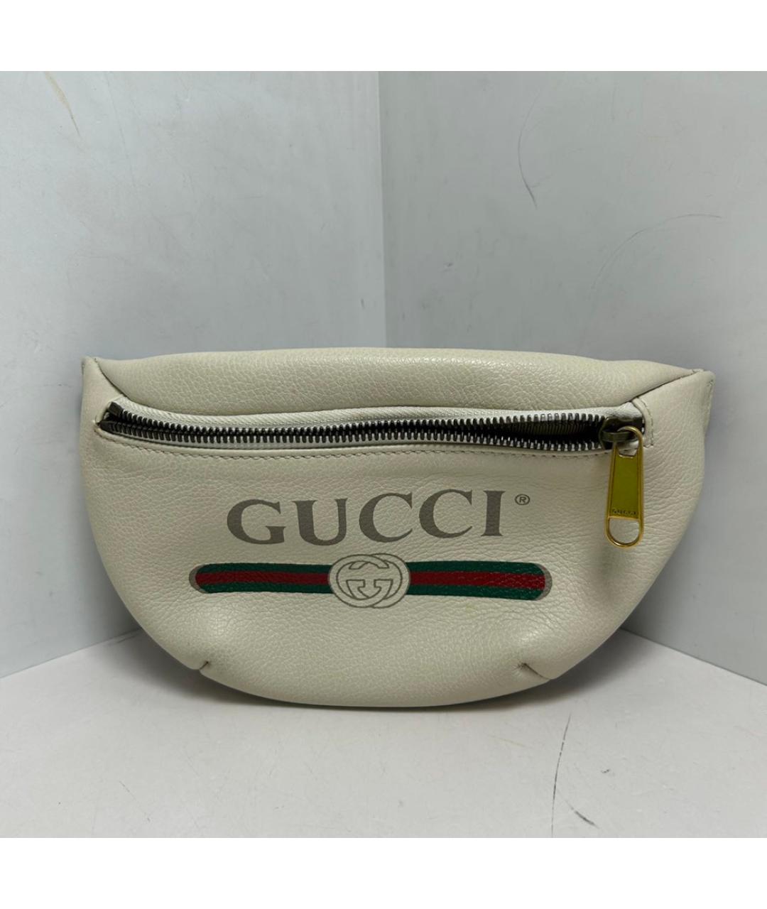GUCCI Белая кожаная поясная сумка, фото 8