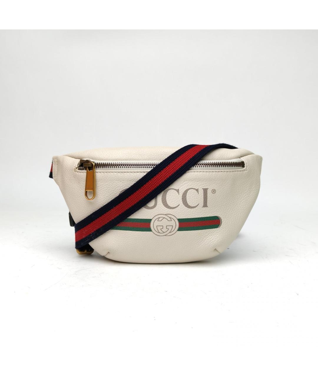 GUCCI Белая кожаная поясная сумка, фото 2