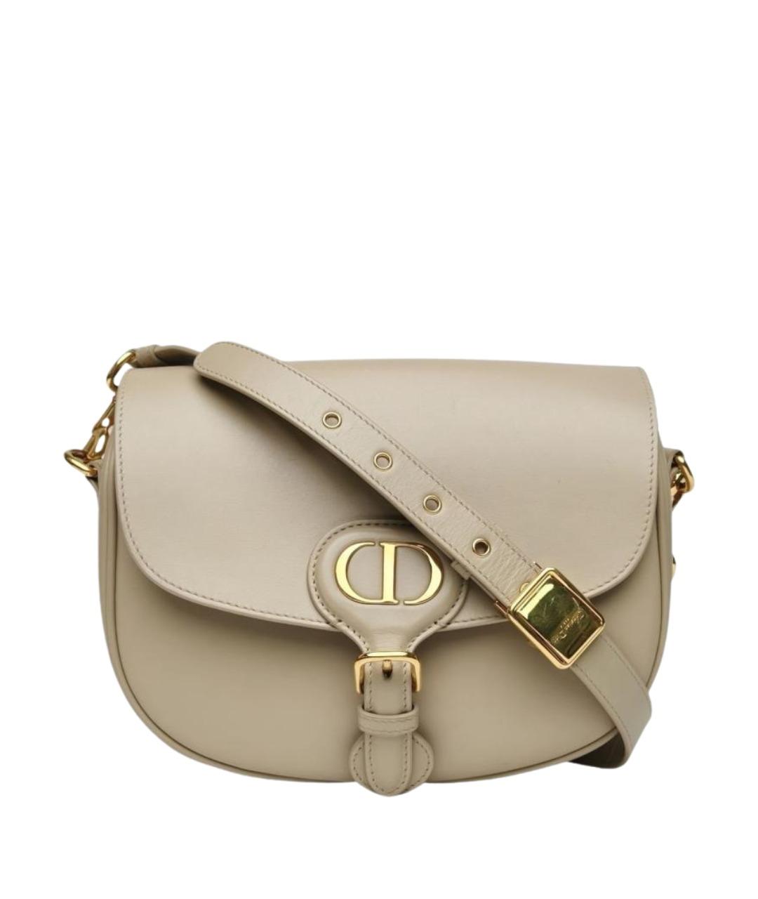 CHRISTIAN DIOR Бежевая кожаная сумка через плечо, фото 1