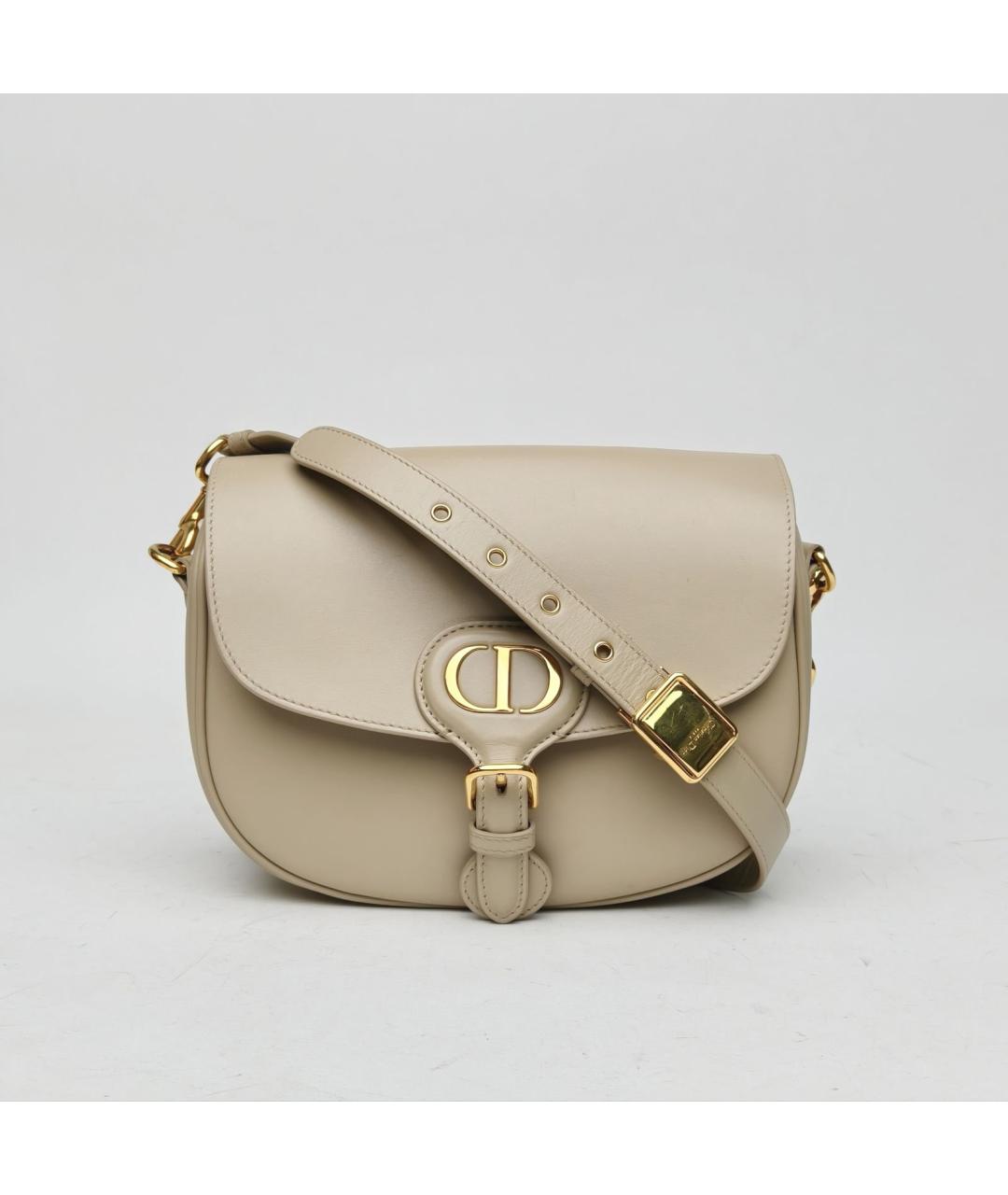 CHRISTIAN DIOR Бежевая кожаная сумка через плечо, фото 2