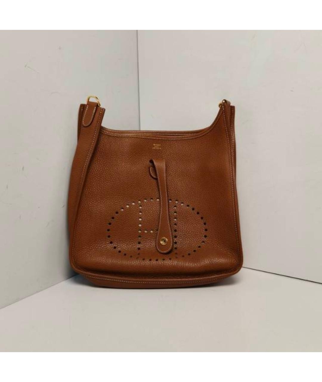 HERMES Коричневая кожаная сумка через плечо, фото 9