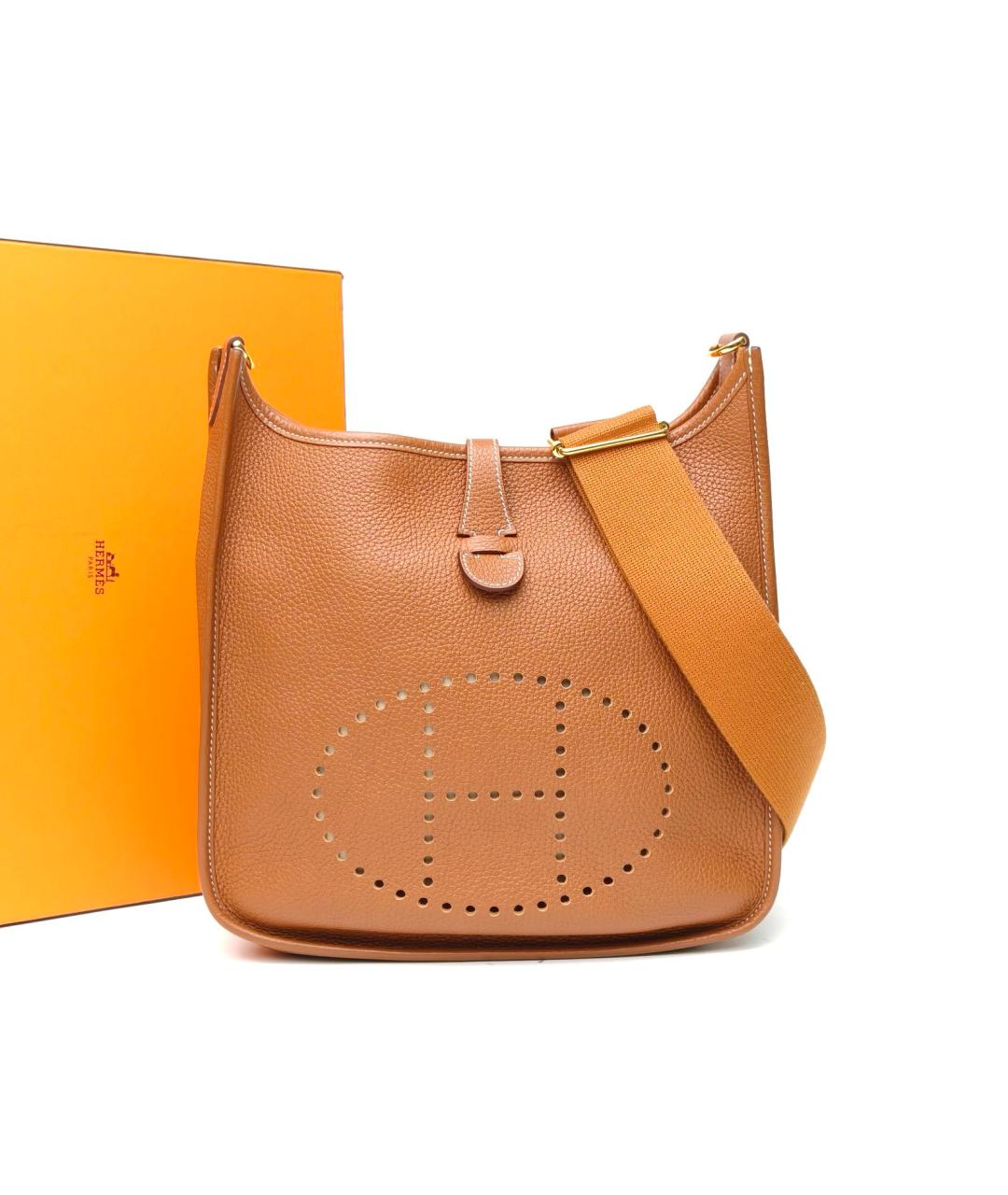 HERMES Коричневая кожаная сумка через плечо, фото 8