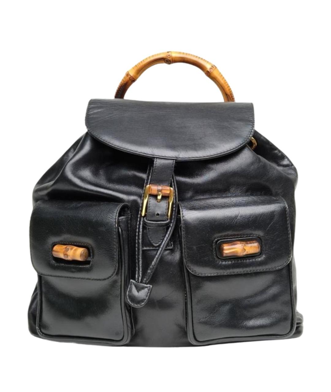 GUCCI Черный кожаный рюкзак, фото 1