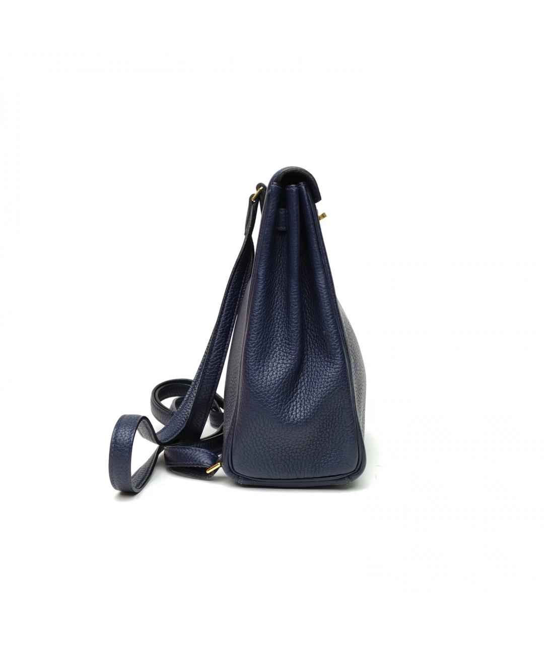 HERMES Темно-синий кожаный рюкзак, фото 5