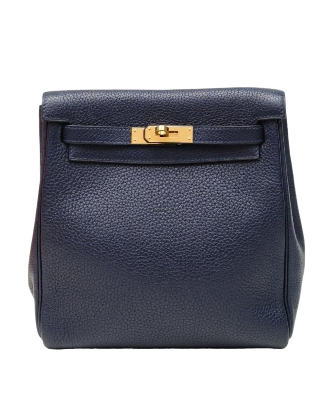 HERMES Темно-синий кожаный рюкзак, фото 1