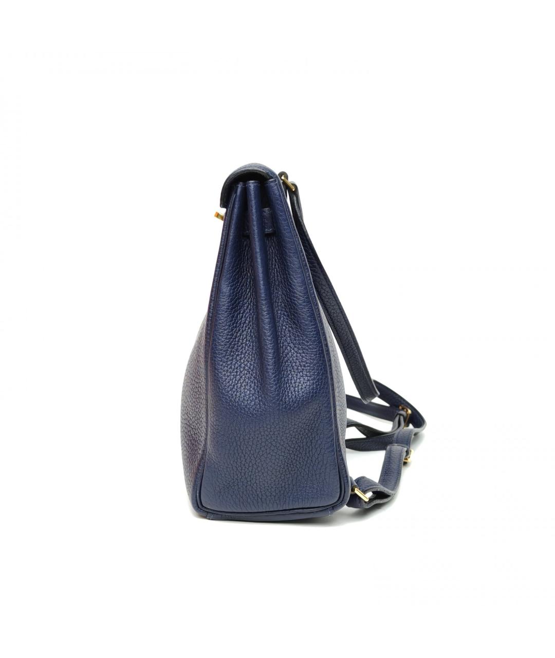 HERMES Темно-синий кожаный рюкзак, фото 3