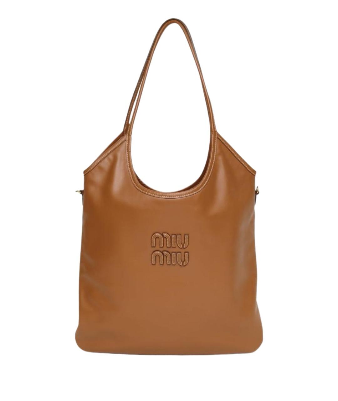 MIU MIU Коричневая кожаная сумка через плечо, фото 1