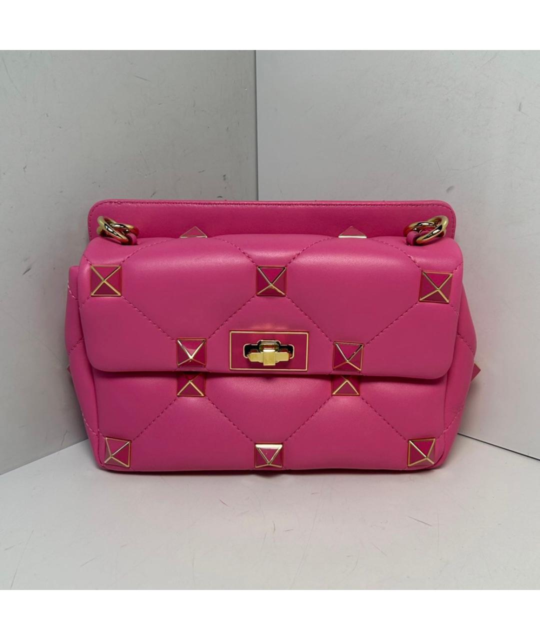 VALENTINO Розовая кожаная сумка через плечо, фото 9