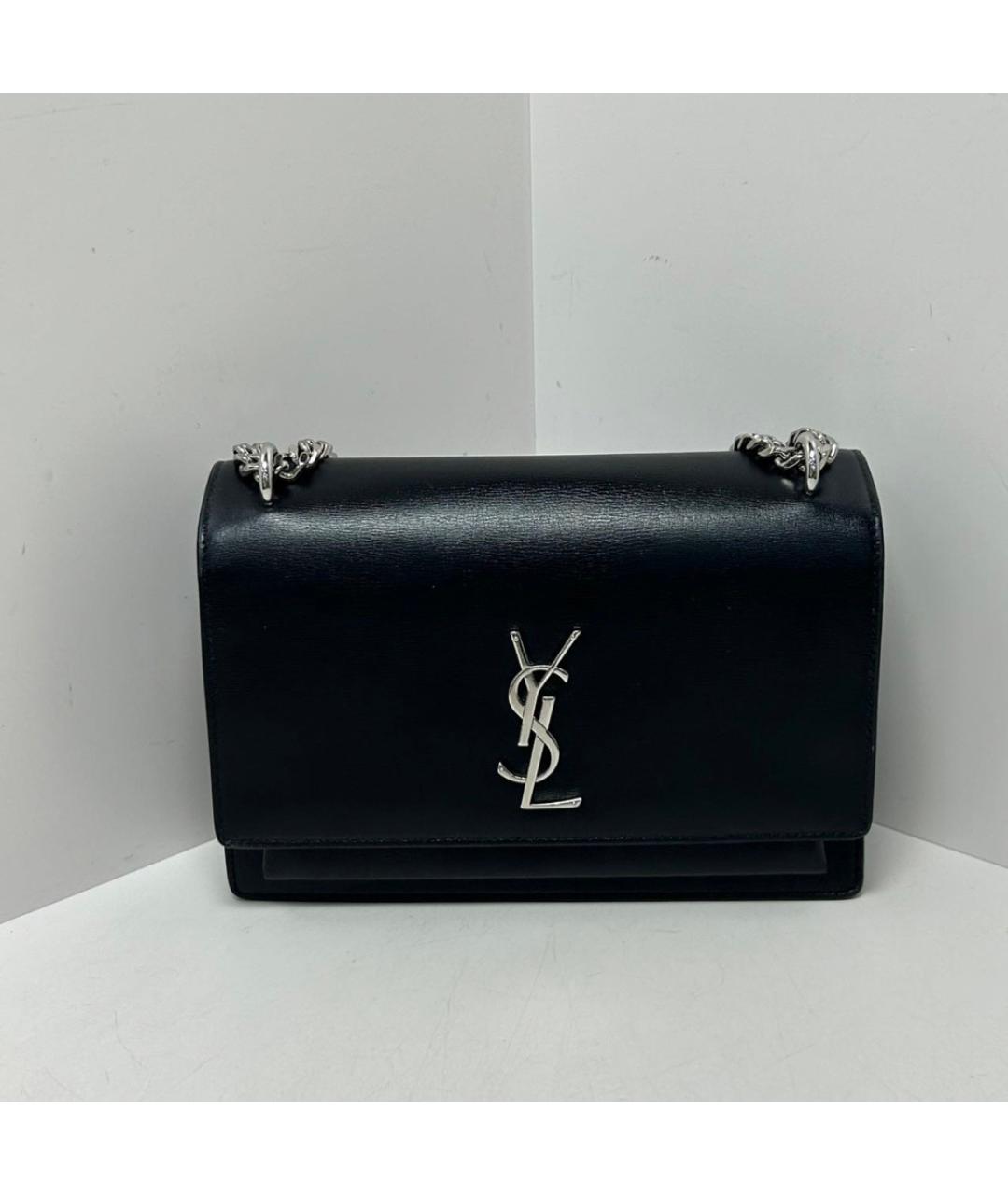 SAINT LAURENT Черная кожаная сумка через плечо, фото 9