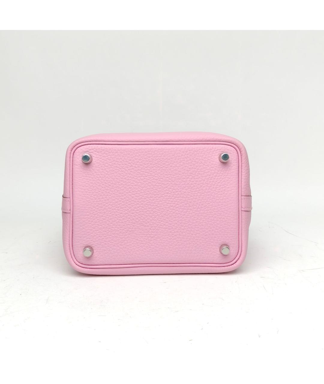 HERMES Розовая кожаная сумка с короткими ручками, фото 6