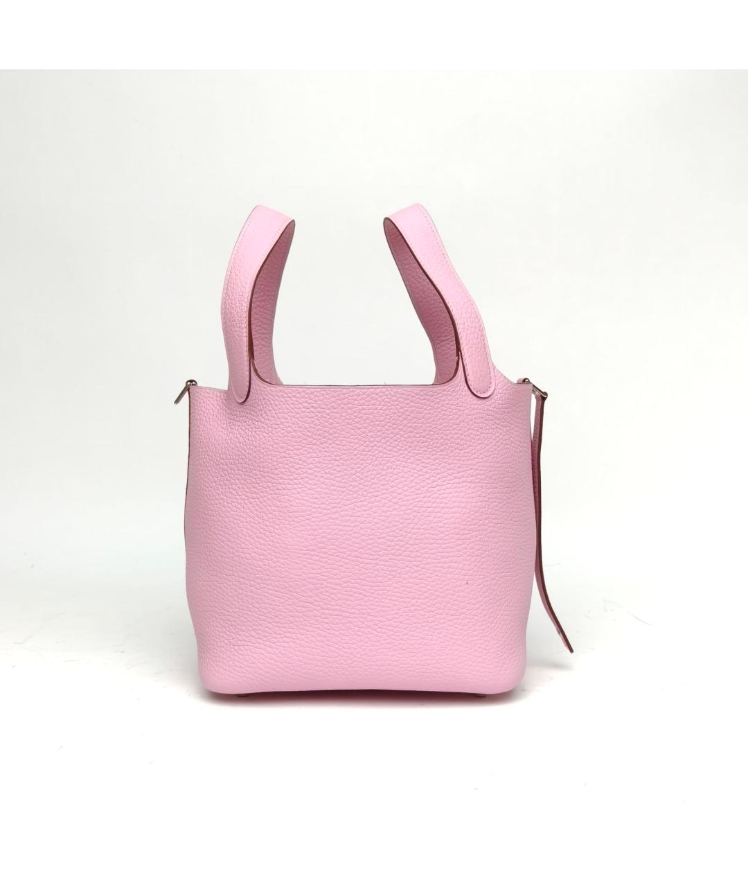 HERMES Розовая кожаная сумка с короткими ручками, фото 3