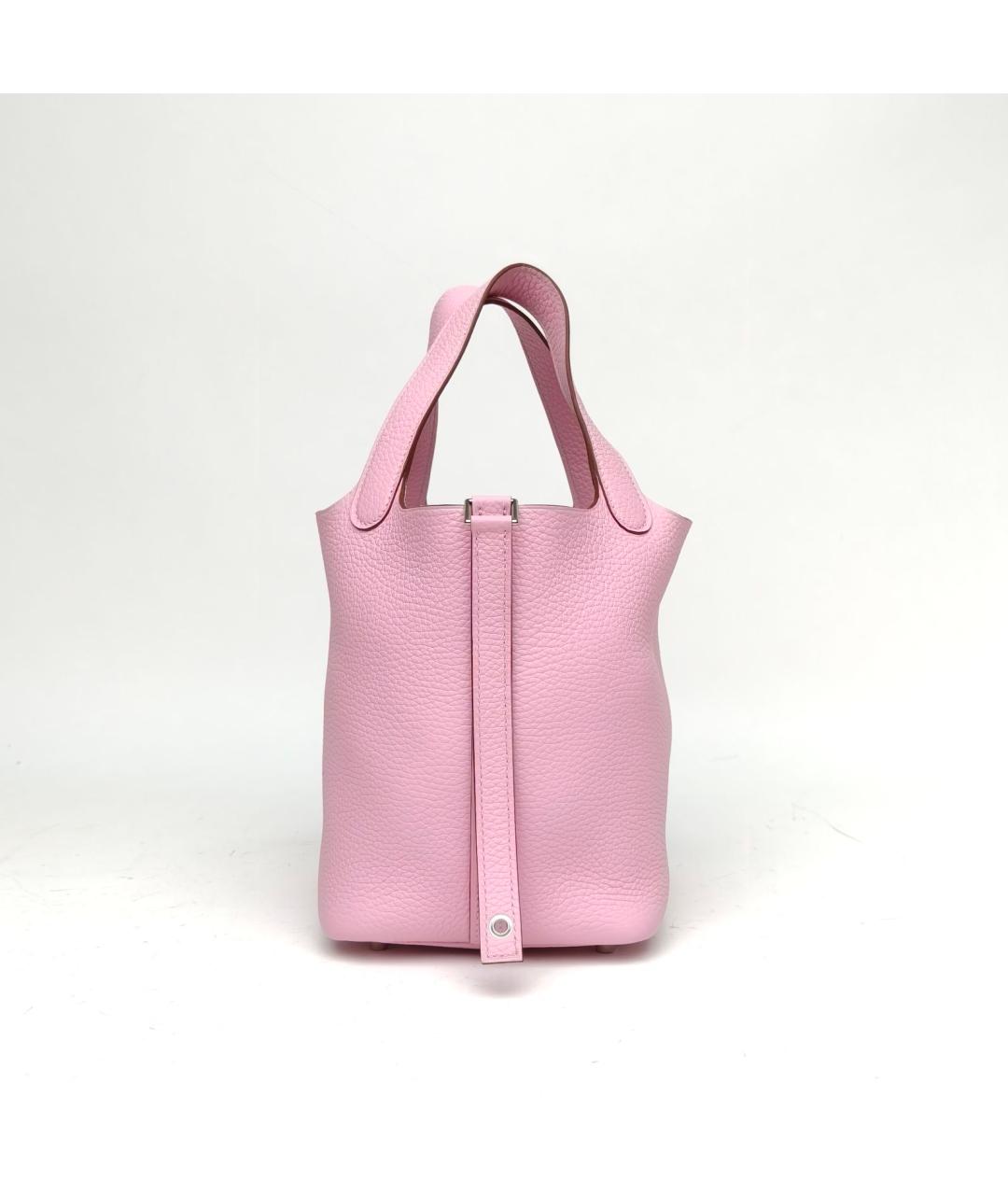 HERMES Розовая кожаная сумка с короткими ручками, фото 4