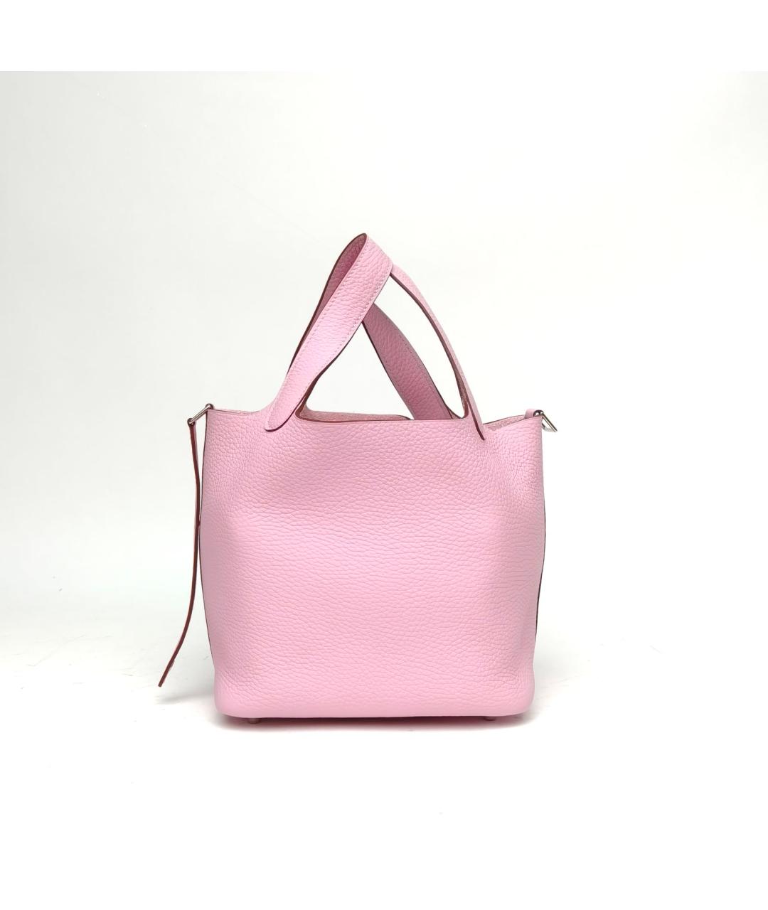 HERMES Розовая кожаная сумка с короткими ручками, фото 5