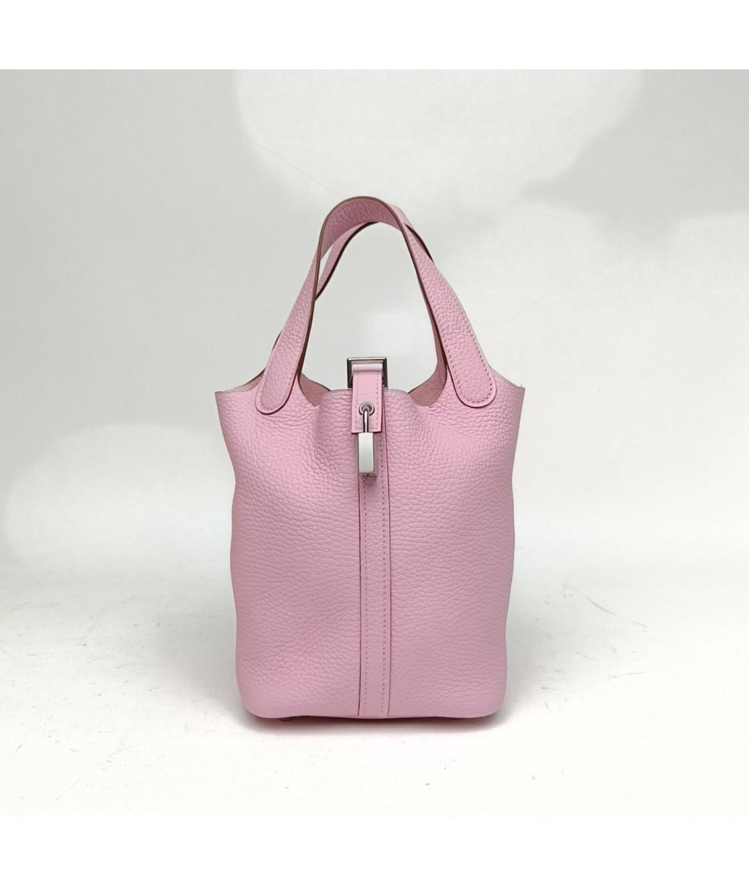 HERMES Розовая кожаная сумка с короткими ручками, фото 2