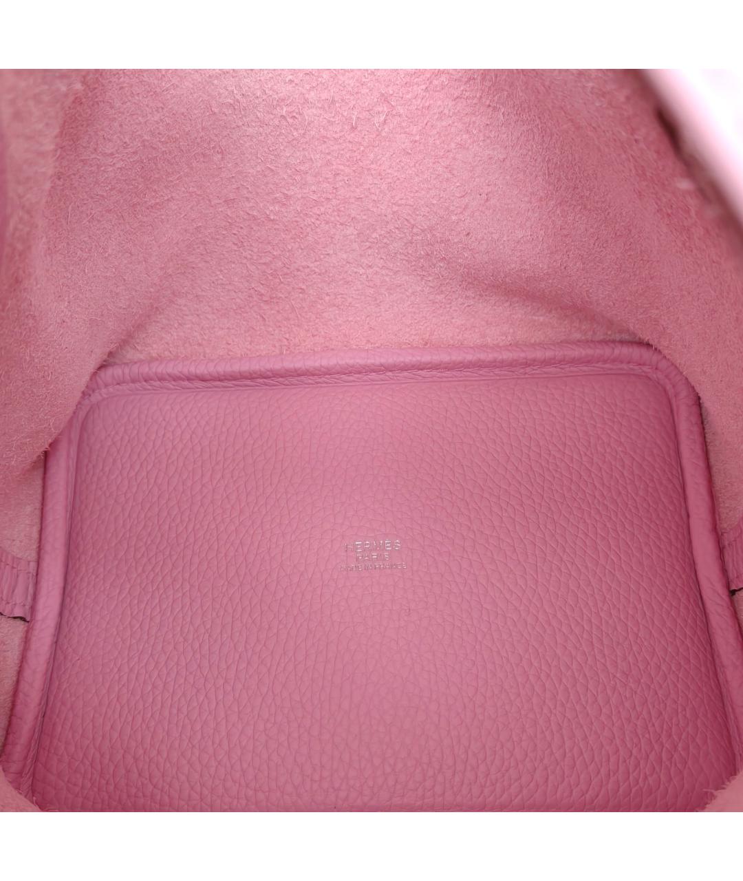 HERMES Розовая кожаная сумка с короткими ручками, фото 8