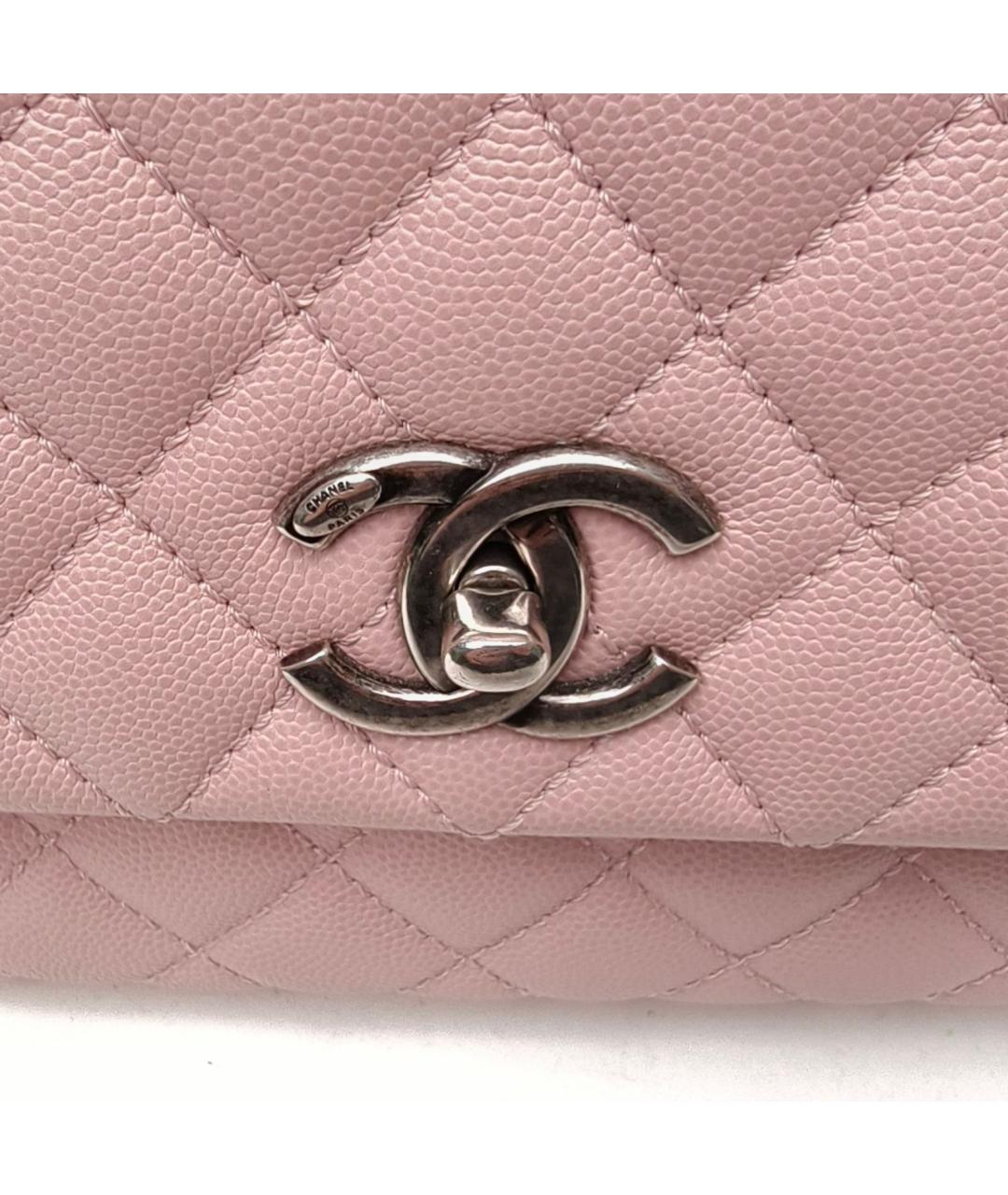CHANEL Розовая кожаная сумка с короткими ручками, фото 7